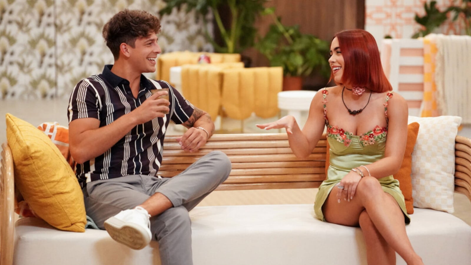 Cast members of ‘Lovers and Liars’ on a couch