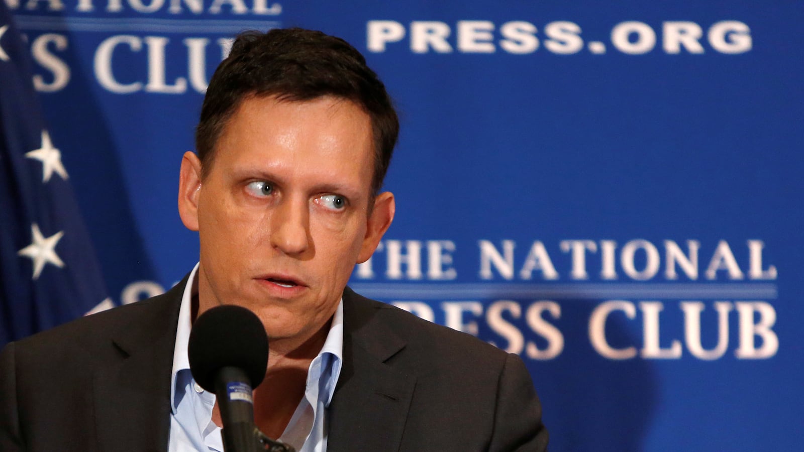 PayPal co-founder and Facebook board member Peter Thiel delivers his speech on the U.S. presidential election.