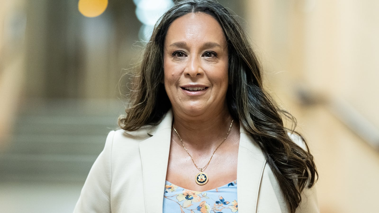 Rep. Monica De La Cruz, R-Texas, arrives for the House Republican Conference caucus meeting in the U.S. Capitol on Tuesday, June 4, 2024.