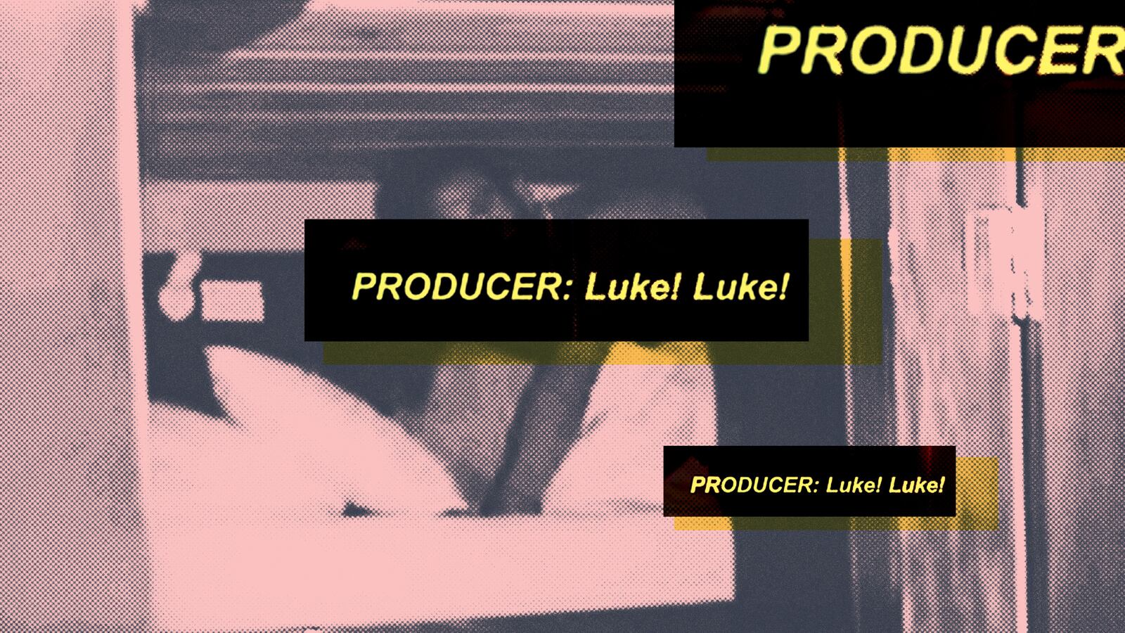 A screenshot from Below Deck Down Under that shows Luke Jones covered with the subtitles where producers are yelling his name to stop.