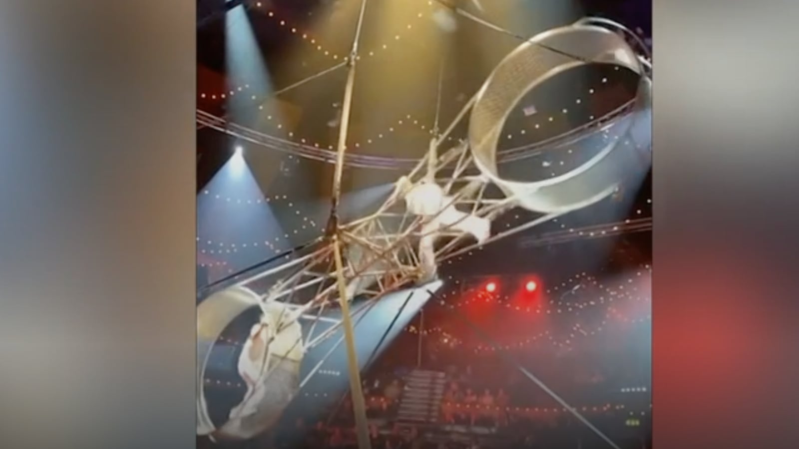 Acrobat injured in Giant Wheel of Death stunt at the Hippodrome Circus in Great Yarmouth, Norfolk, U.K.