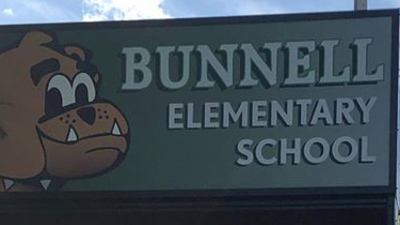 A sign outside Bunnell Elementary School, which held a Black-only assembly on state testing.