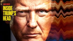 Donald Trump's official portrait with it fading out and distorted on the right side