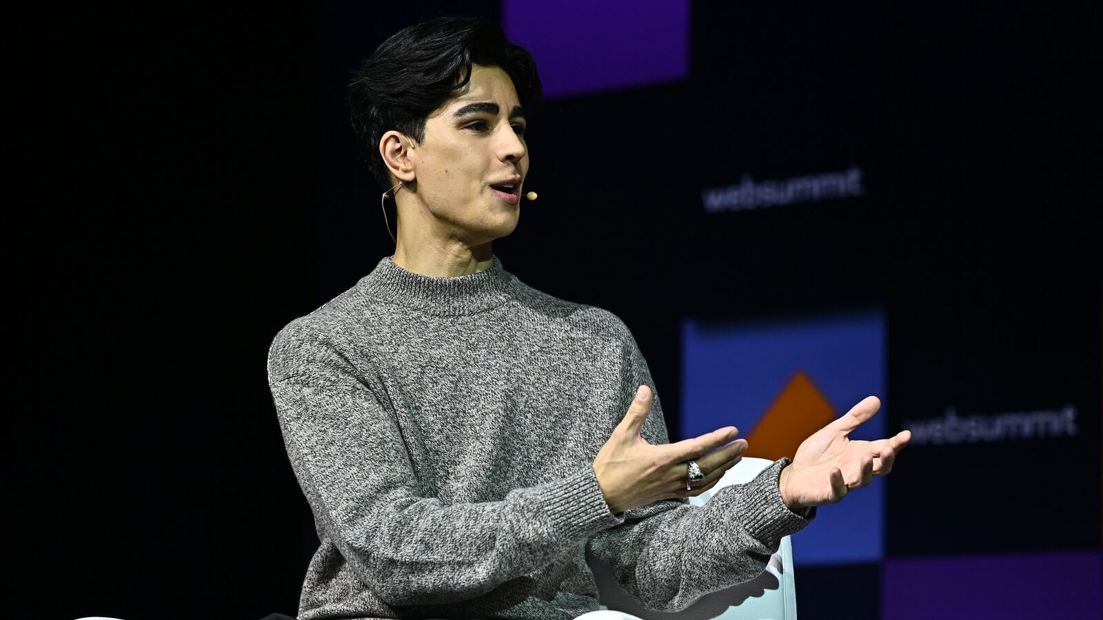 Omid Scobie on Fourth Estate stage during day one of Web Summit 2022 at the Altice Arena in Lisbon, Portugal.