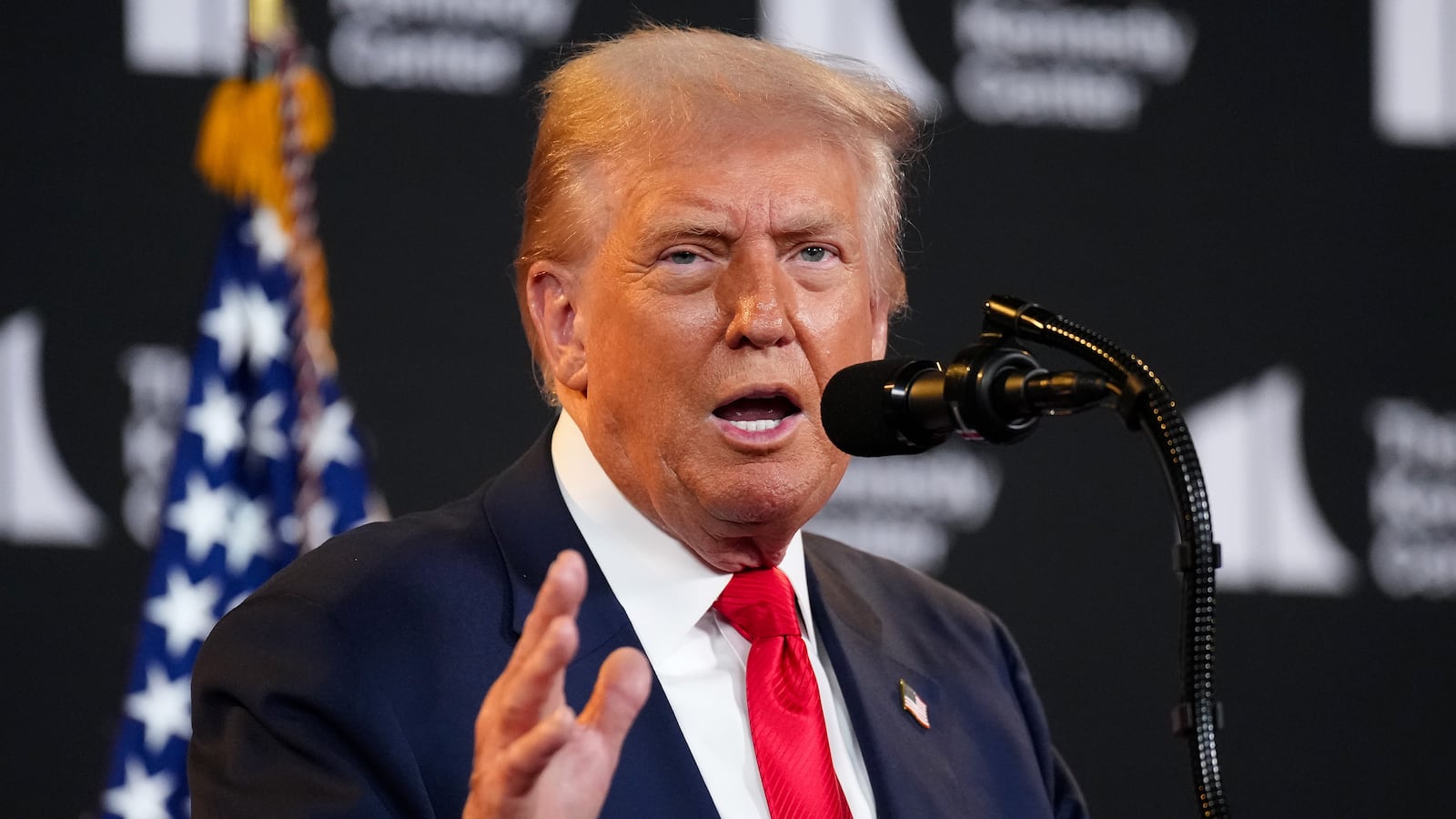 WASHINGTON, DC - AUGUST 13: U.S. President Donald Trump speaks during an event at the Kennedy Center on August 13, 2025 in Washington, DC. Trump announced country music artist George Strait, actor Michael Crawford, actor Sylvester Stallone, singer Gloria Gaynor and members of the rock band Kiss as the first nominees of the annual Kennedy Center Honors since taking control of the center’s board earlier this year. (Photo by Andrew Harnik/Getty Images)