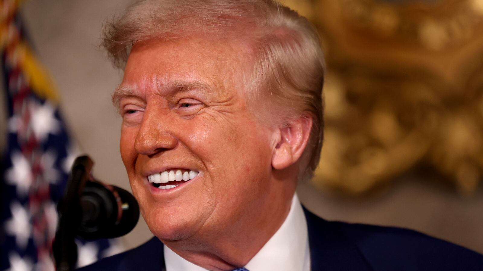 PALM BEACH, FLORIDA - FEBRUARY 18:: U.S. President Donald Trump delivers remarks after signing an executive order on expanding access to IVF at his Mar-a-Lago resort on February 18, 2025 in Palm Beach, Florida. Later today, Fox News will air a joint interview between President Trump and Tesla and SpaceX CEO Elon Musk. (Photo by Joe Raedle/Getty Images)