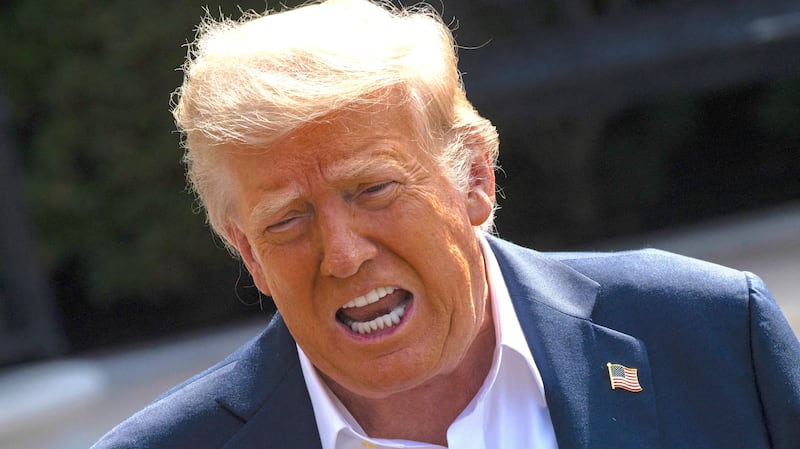 Donald Trump speaks to the press before boarding Marine One on the South Lawn of the White House in Washington, D.C., on July 11, 2025.