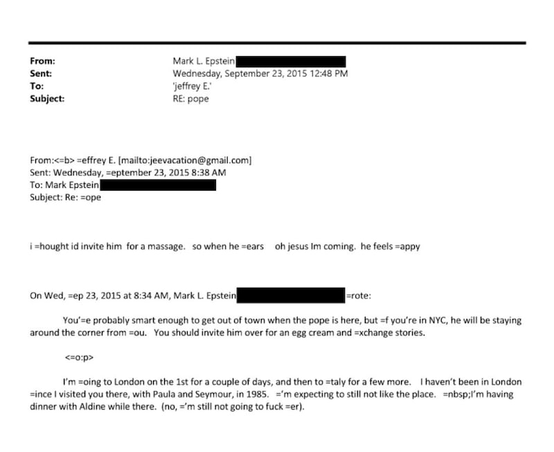 Epstein made lewd comments about Pope Francis.