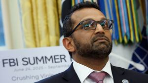WASHINGTON, DC - OCTOBER 15: Director of the Federal Bureau of Investigation Kash Patel attends a press conference with President Donald Trump in the Oval Office of the White House on October 15, 2025 in Washington, DC. Trump and Patel provided an update on the Trump administration’s progress in reducing violent crime.