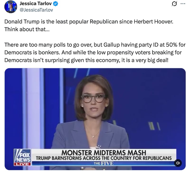 Jessica Tarlov blasts Trump on X.
