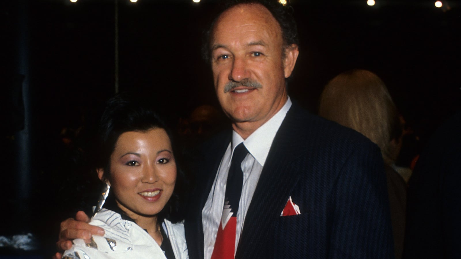 Gene Hackman and wife Betsy Arakawa pose for a portrait in 1986.