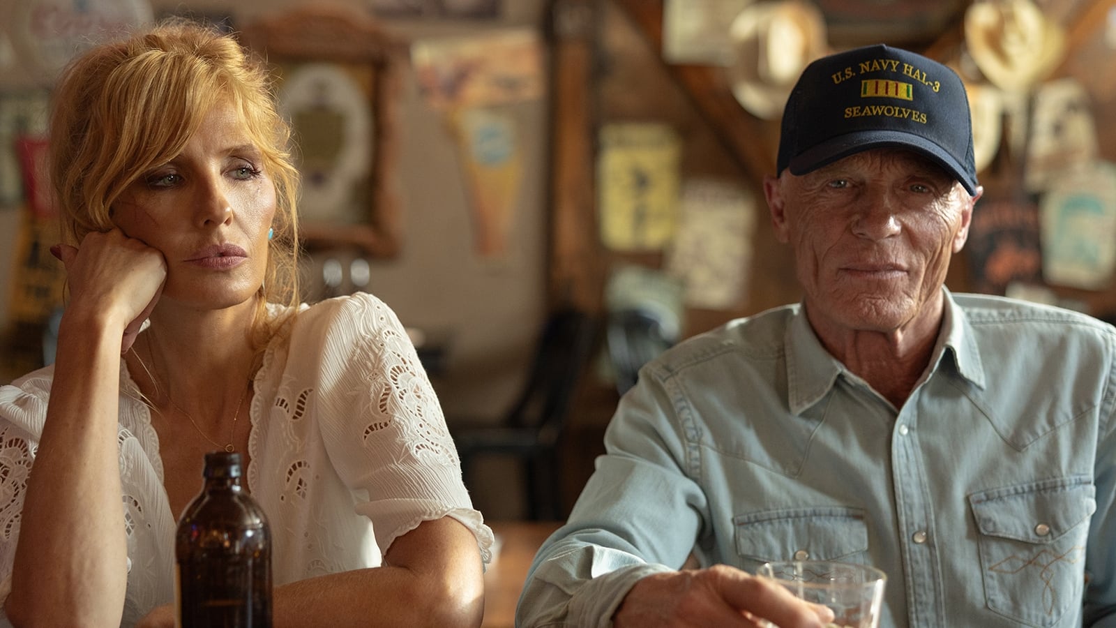 Kelly Reilly as Beth Dutton and Ed Harris as Everett McKinney.