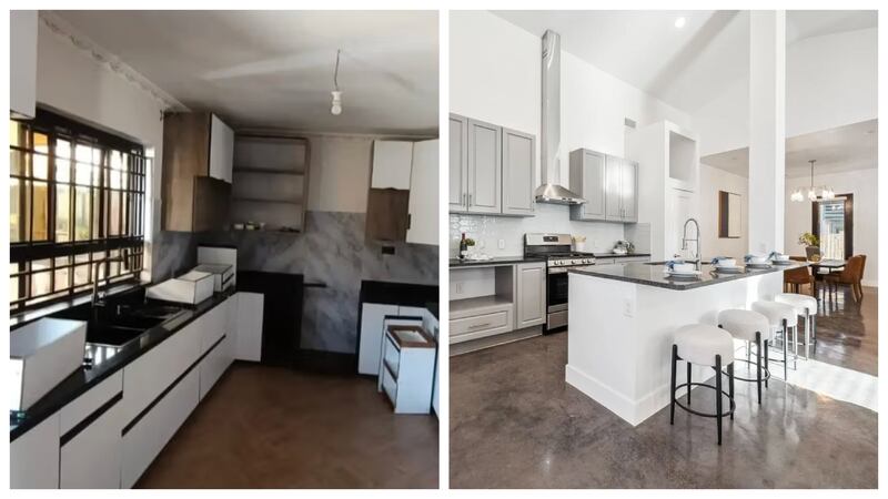 The author “Amarilis J. Yera” tried to pass off the kitchen on the left, pulled from a Kenyan Facebook group, as being the kitchen of the Dallas home, as shown on the right. The real home was sold in July.