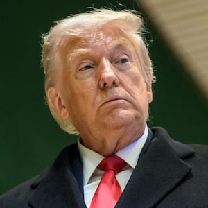 U.S. President Donald Trump looks on as he leaves the congress centre during the World Economic Forum (WEF) annual meeting in Davos on January 21, 2026.