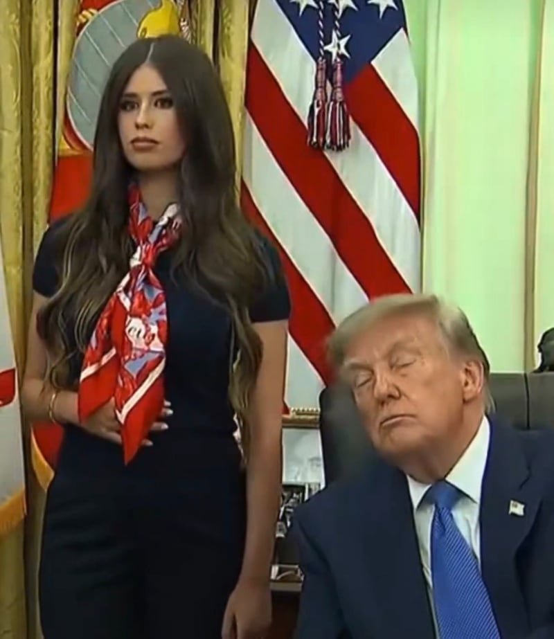 Jayme Leagh Franklin went viral this week after appearing behind Trump during an Oval Office event where he appeared to be briefly dozing off.