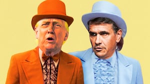 A photo illustration of Donald Trump and Todd Blanche as Dumb and Dumber.