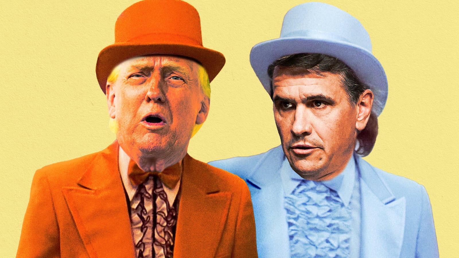 A photo illustration of Donald Trump and Todd Blanche as Dumb and Dumber.