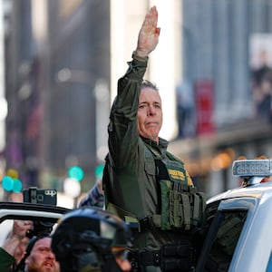 US Customs and Border Patrol Commander Gregory Bovino leaves federal court at Dirksen Federal Building after his hearing in Chicago, Illinois, on October 28, 2025.