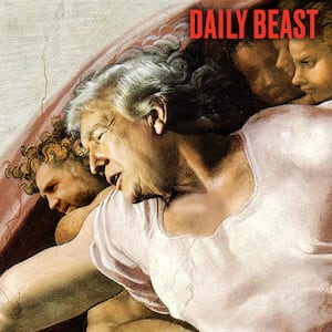 Donald Trump as God in "The Creation of Adam"