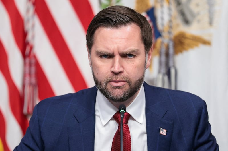 U.S. Vice President J.D. Vance at the Eisenhower Executive Office Building on the White House campus in Washington, D.C., U.S., March 27, 2026.