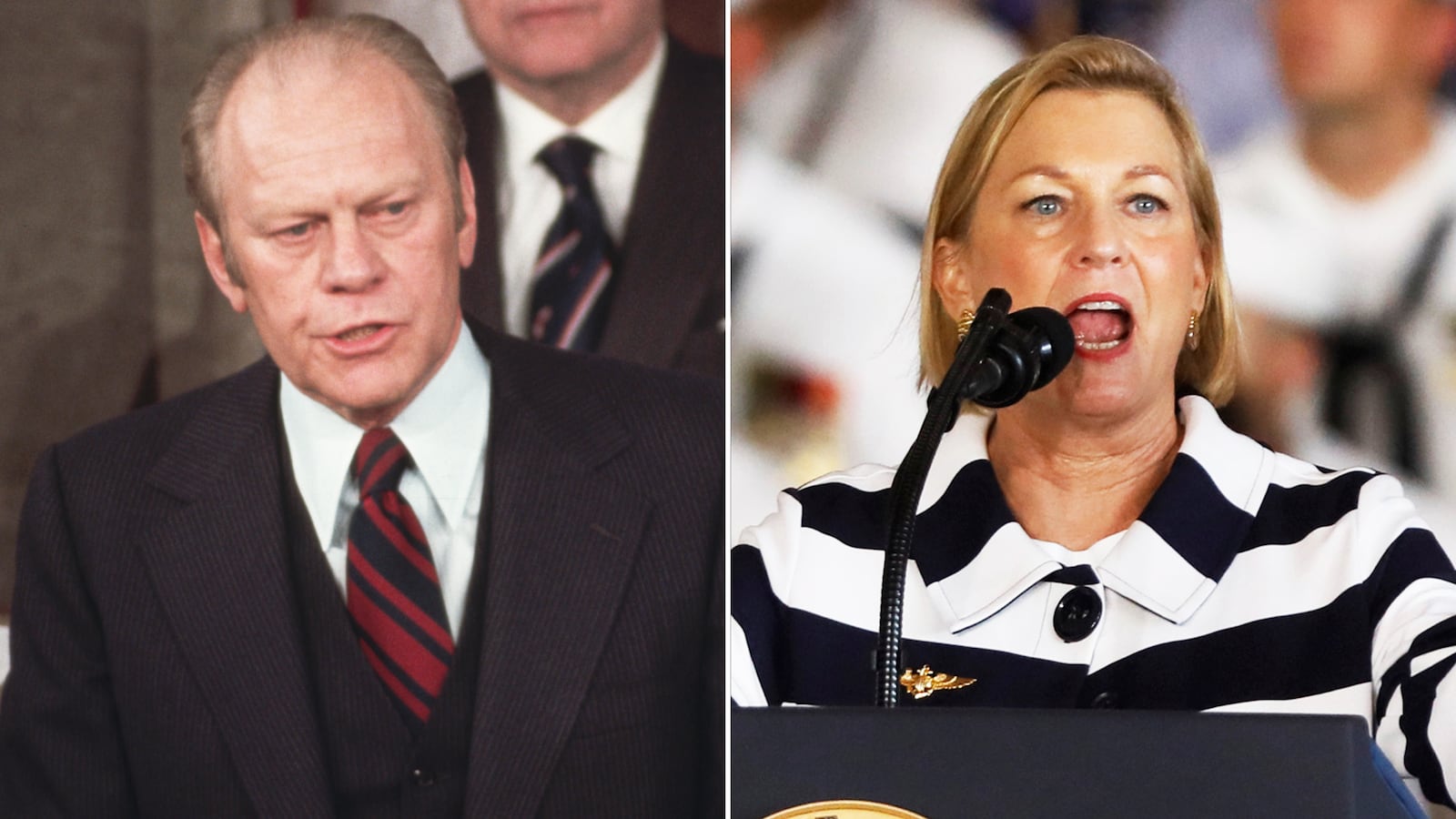 A photo composite of President Gerald Ford and his daughter Susan Ford Bales.