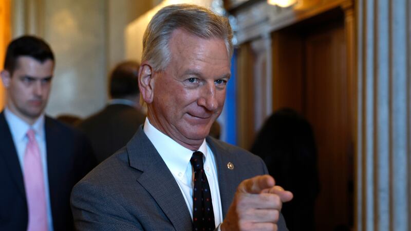 Sen. Tommy Tuberville (R-AL) walks out of the Senate Chambers during a nomination vote in the U.S. Capitol Building on August 01, 2022 in Washington, DC.