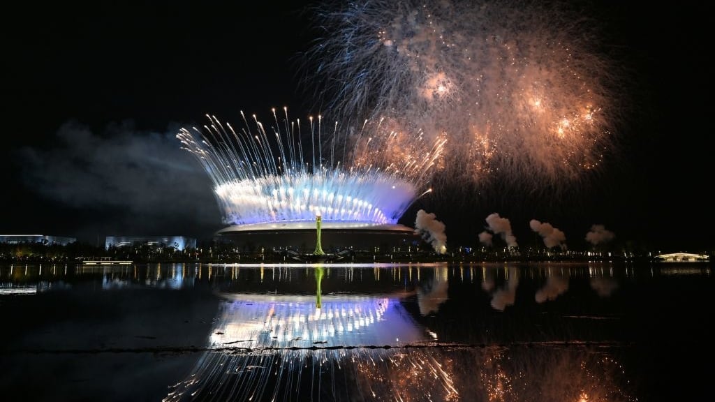 Fireworks are seen during the opening ceremony of the 31st FISU Summer World University Games in Chengdu, southwest China's Sichuan Province, July 28, 2023.