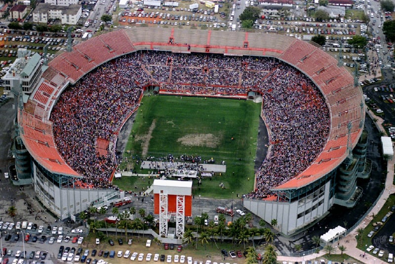 Thousands of Cuban-Americans poured into Miami's Orange Bowl Stadium in 1996 for a memorial for the four men shot down in the Straits of Florida by the Cuban military. They were part of a non-profit that sought to rescue Cuban refugees fleeing the country’s communist government by raft.