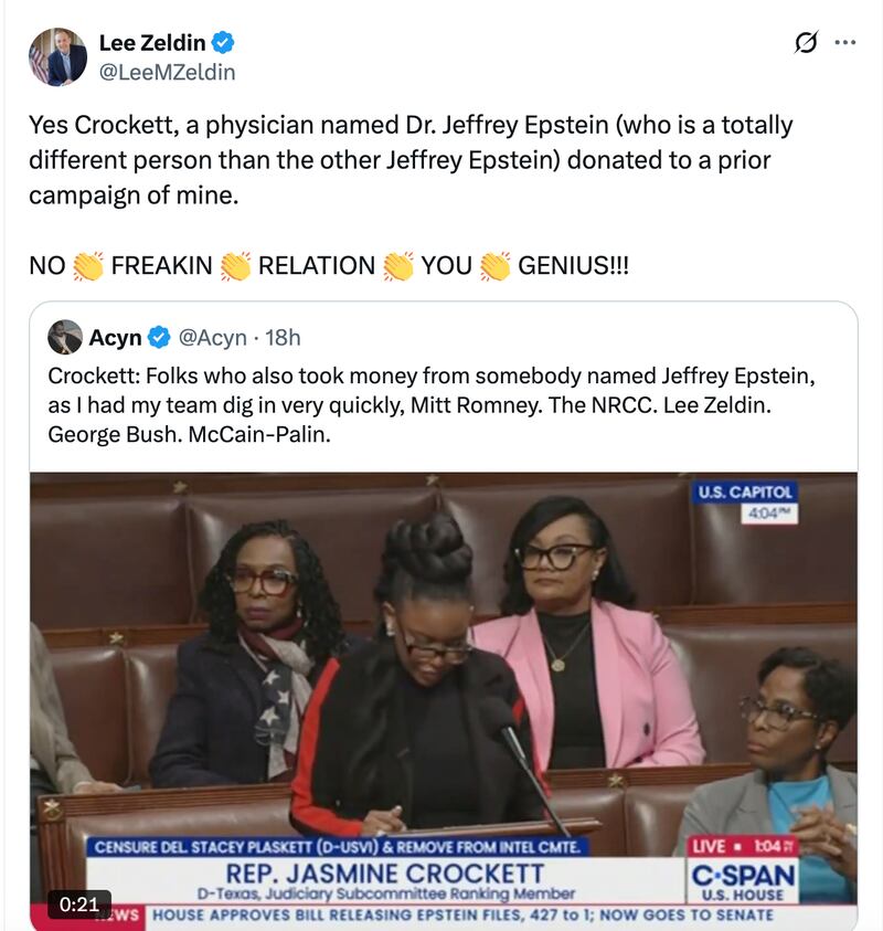 EPA Administrator Lee Zeldin responds to Rep. Jasmine Crockett's comments on the House floor.