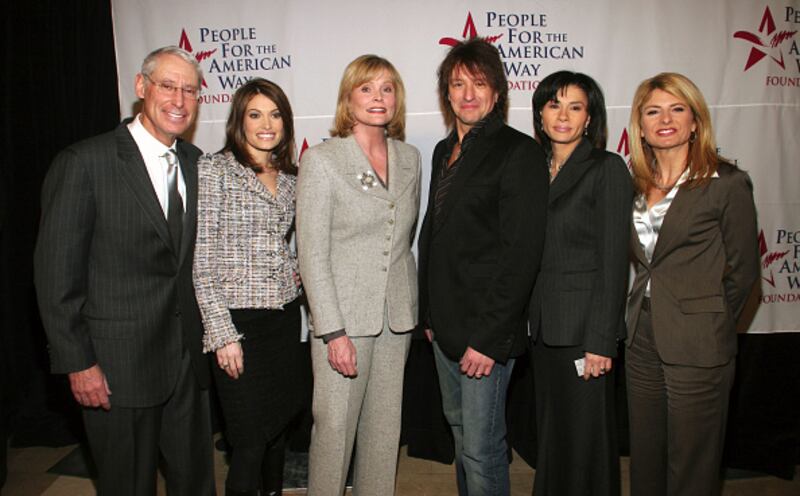 Henry Schleiff, Kimberly Guilfoyle Newsom and Catherine Crier of Court TV, musician Richie Sambora and Lisa Bloom and Jami Floyd of Court TV attend People For the American Way "Spirit of Liberty" Gala at Plaza Hotel on March 8, 2005 in New York City.