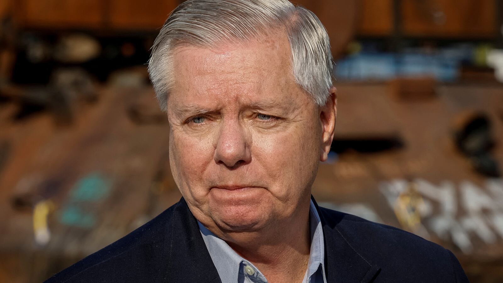 U.S. Senator Lindsey Graham speaks during an interview with media, as Russia's attack on Ukraine continues, in Kyiv, Ukraine May 26, 2023.