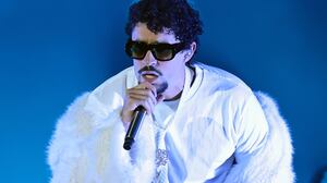 Bad Bunny performs onstage.