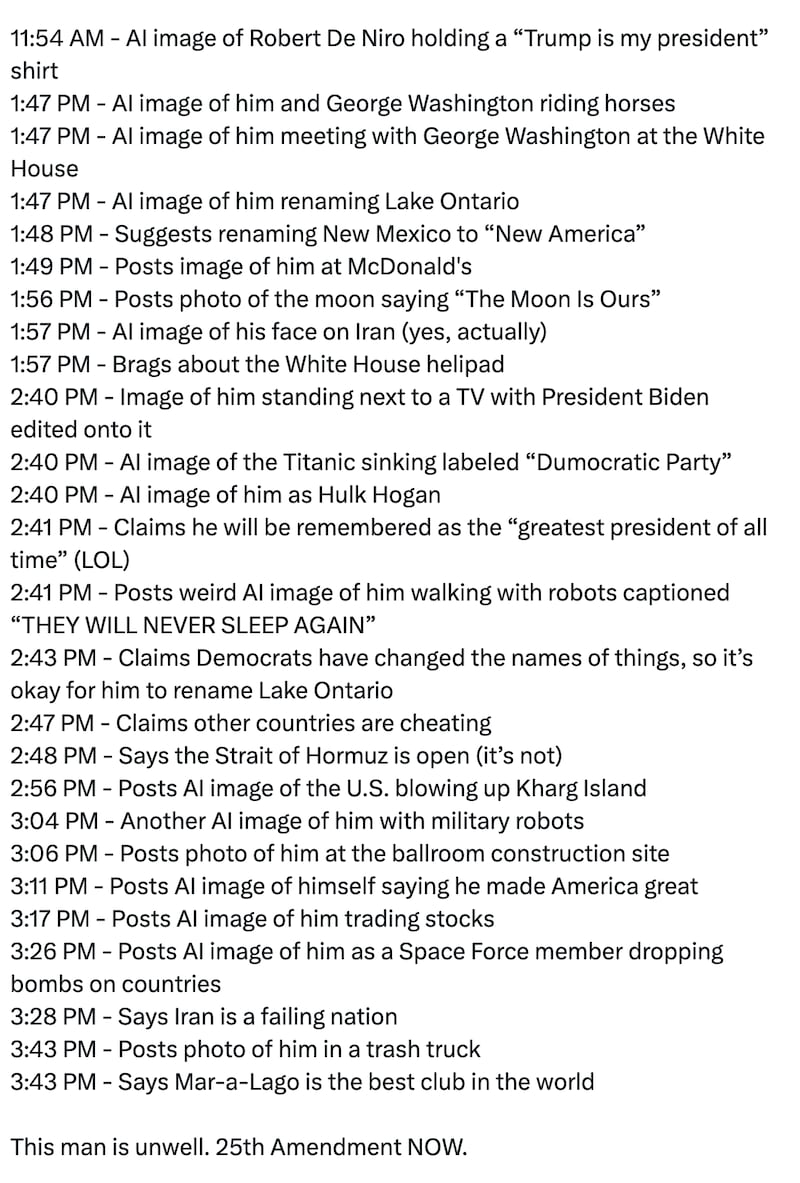 Screengrab of Harry Sisson's list.