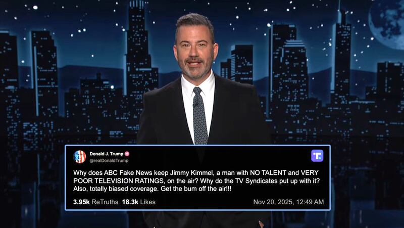 Jimmy Kimmel Live! Kimmel responds to Trump's Truth Social post about his show.