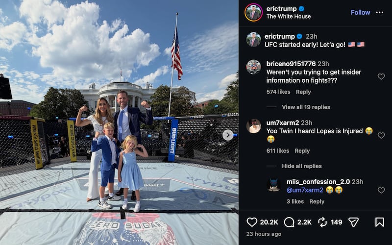 Eric Trump's comments section was flooded with trolls.