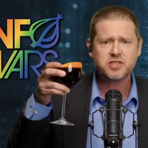 Tim Heidecker drinks "real human blood" in InfoWars debut.