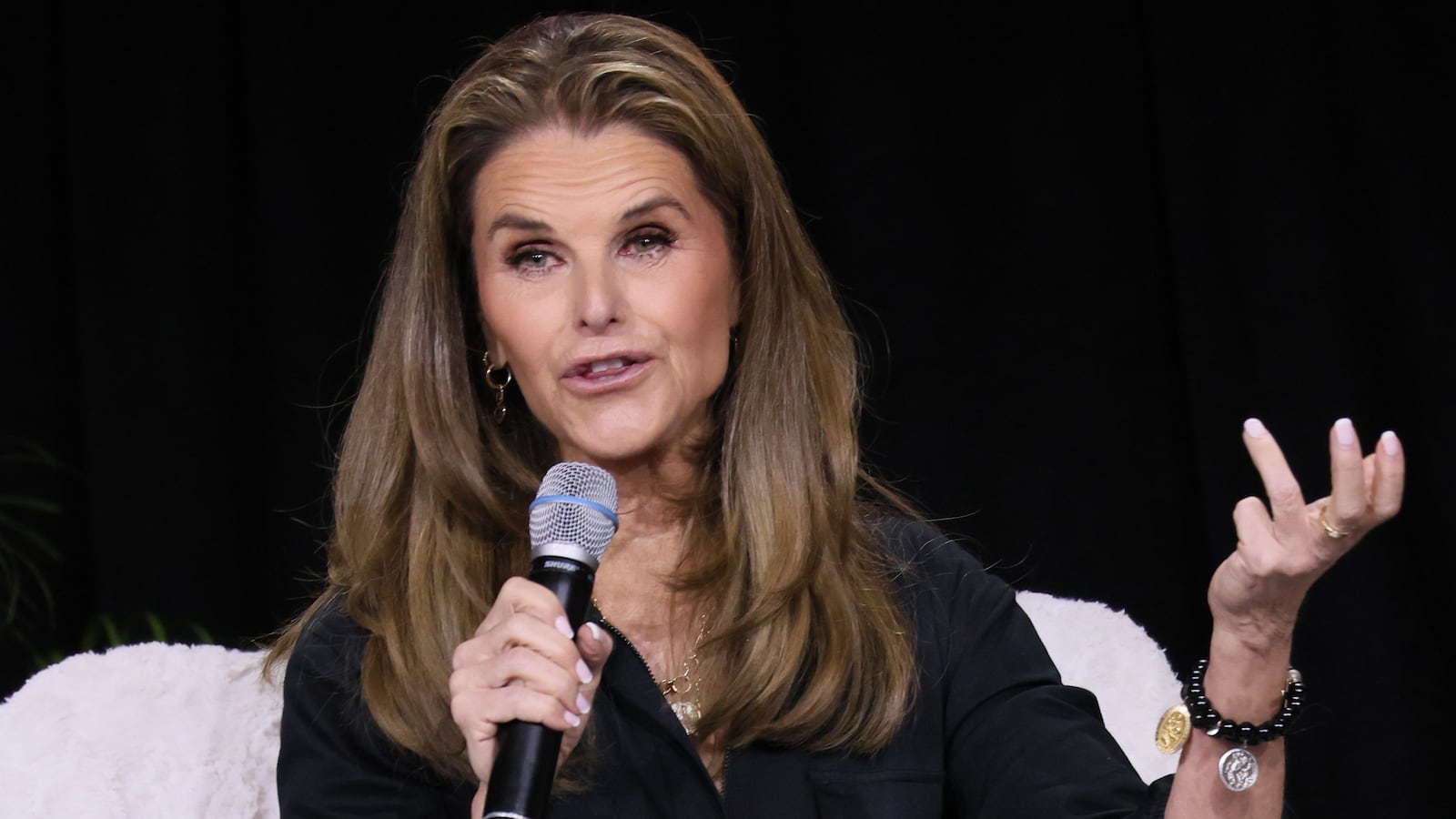 Maria Shriver is seen on stage during the Natural Products Expo West 2025 held at the Anaheim Convention Center on March 5, 2025 in Anaheim, California.