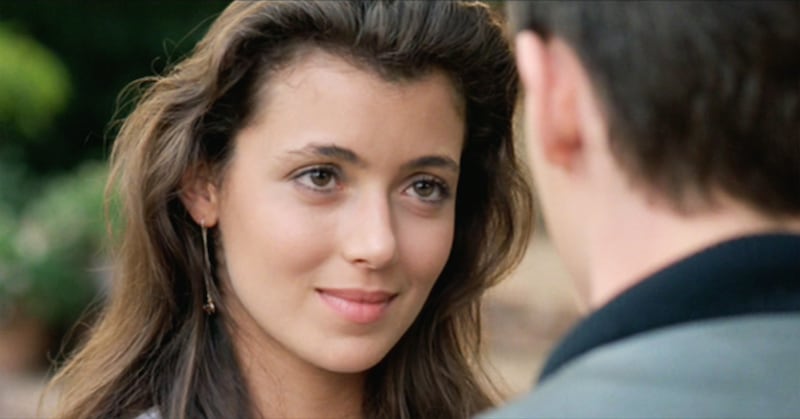 The movie "Ferris Bueller's Day Off", written and directed by John Hughes. Seen here, Mia Sara as Sloane Peterson. Initial theatrical release June 11, 1986. Screen capture. Paramount Pictures.