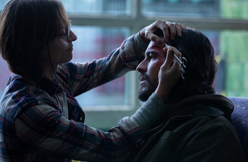 A still image of Michelle Jenner and Mario Casas in Netflix’s Bird Box Barcelona sequel.