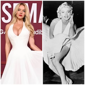 Sydney Sweeney in 2025 and Marilyn Monroe in 1954