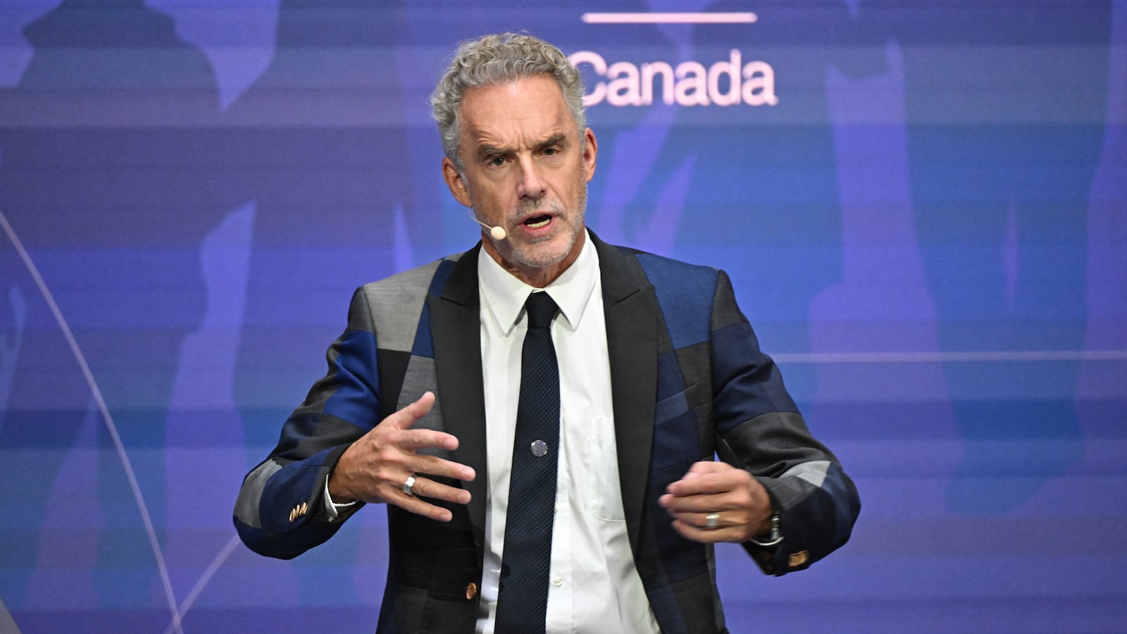 Jordan B. Peterson addresses the 5th Demographic Summit in the Fine Arts Museum in Budapest on September 14, 2023.