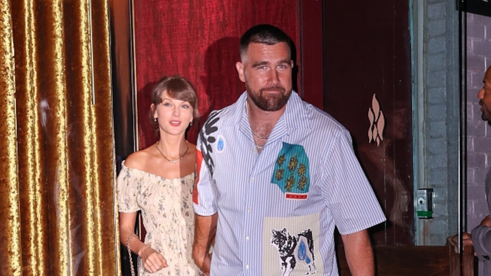 Taylor Swift and Travis Kelce are seen in New York City.