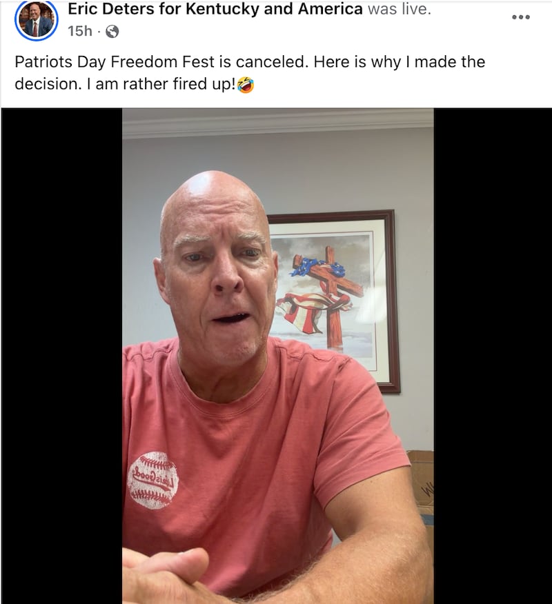 Deters explained why he canceled this weekend's Freedom Fest: "rich people suck."