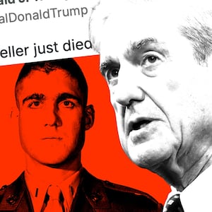 Donald Trump reacts to Robert Mueller's death.