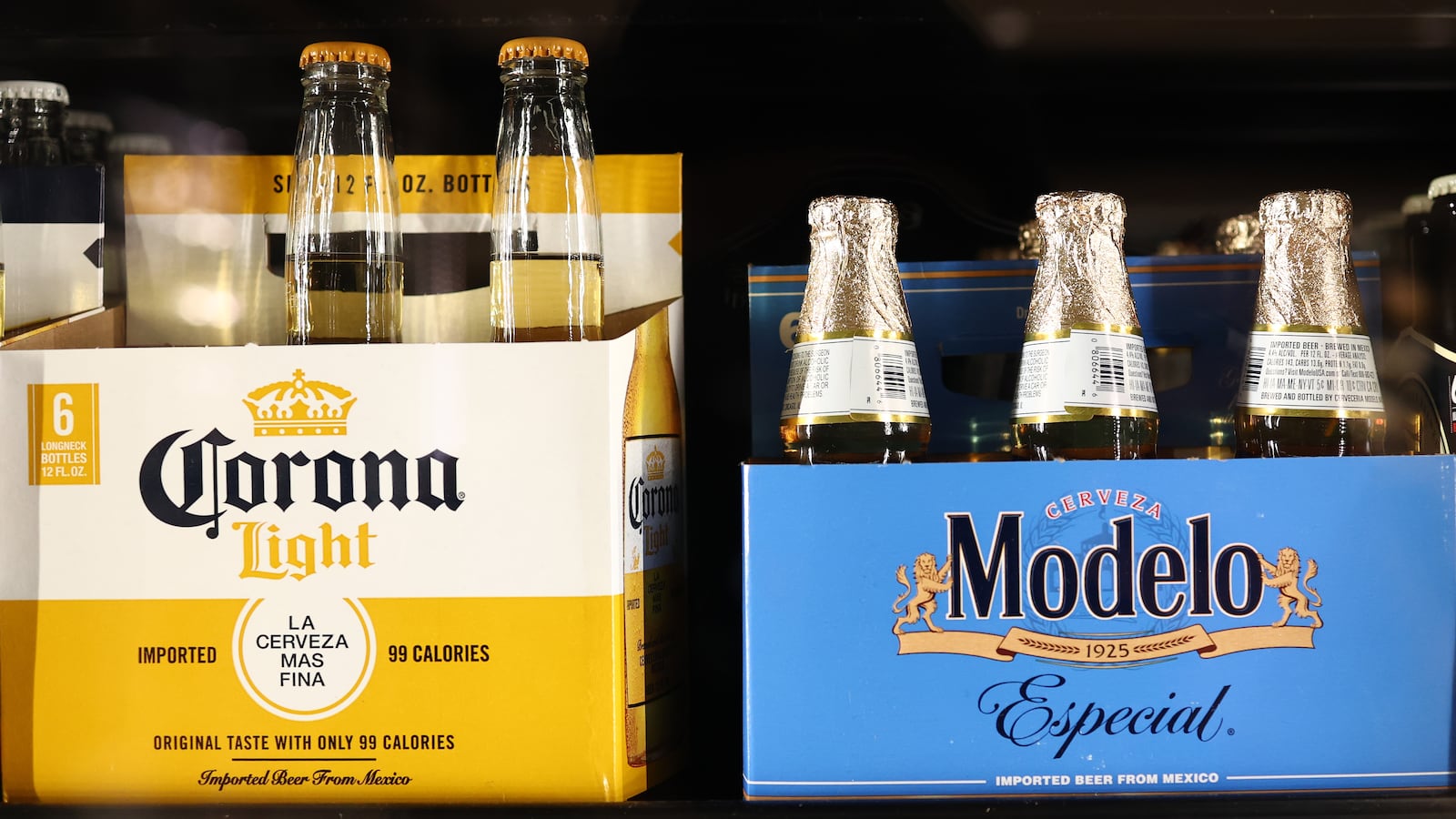Corona and Modelo beers from Mexico are displayed for sale at a Whole Foods store.