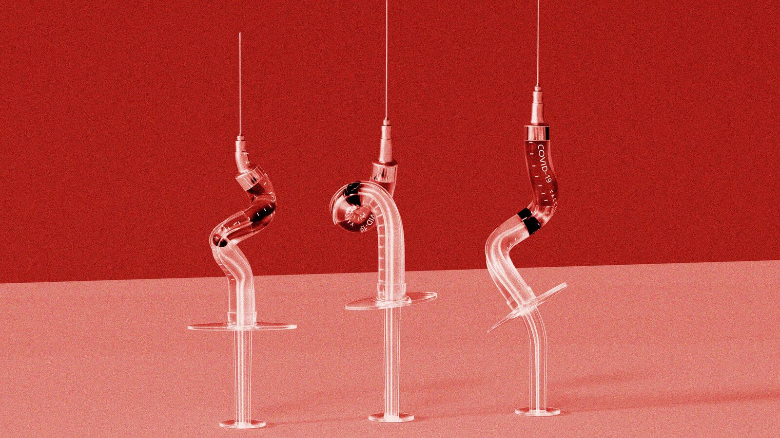 A photo including warped Covid-19 vaccines