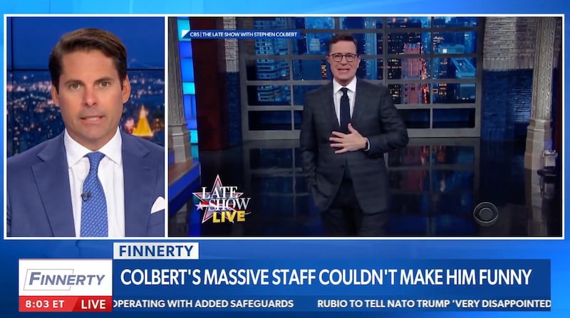 Rob Finnerty slams Stephen Colbert on Newsmax.