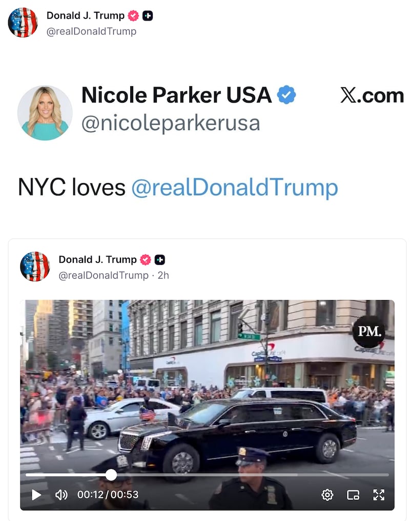 Screenshot of Trump’s Truth Social post.