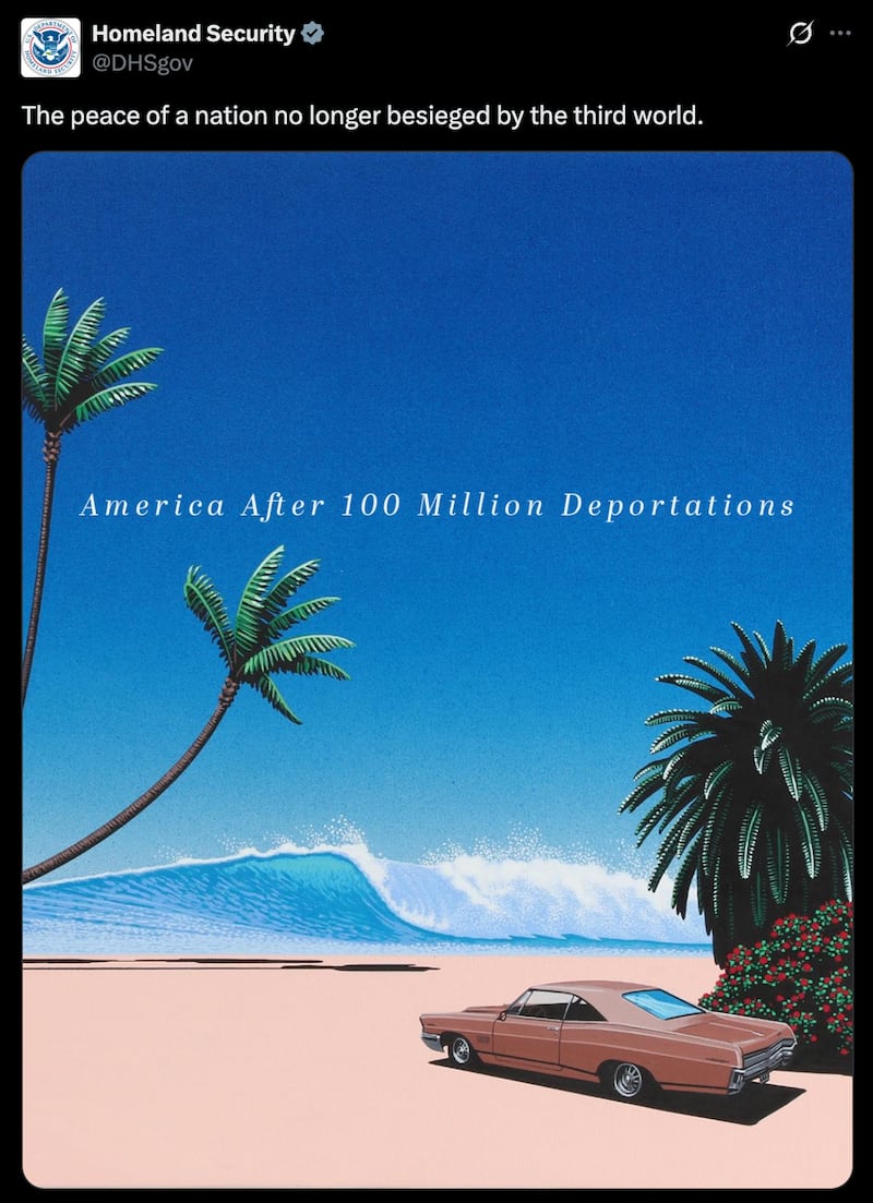 DHS put Trumpian text over Nagai's image.