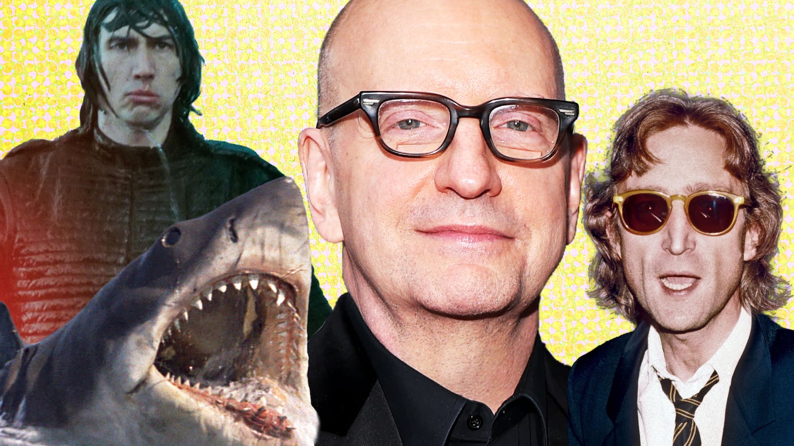 Stephen Soderbergh, John Lennon, Jaws, and Adam Driver in Star Wars